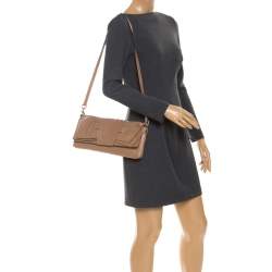 Pre Owned Valentino Nude Leather Bow Flap Clutch