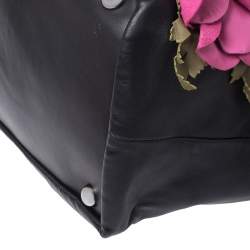 Pre Owned Valentino Multicolor Leather Flower Applique Tote