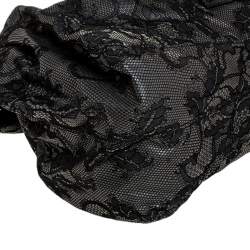 Pre Owned Valentino Black/Beige Lace Large Nuage Bow Hobo