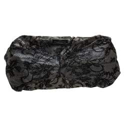 Pre Owned Valentino Black/Beige Lace Large Nuage Bow Hobo