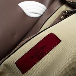 Pre Owned حقيبة فالنتينو أفروديت بفيونكة جلد لامع ورافية بنقوش جلد ثعبان سوداء/بيج