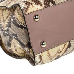 Pre Owned حقيبة فالنتينو أفروديت بفيونكة جلد لامع ورافية بنقوش جلد ثعبان سوداء/بيج