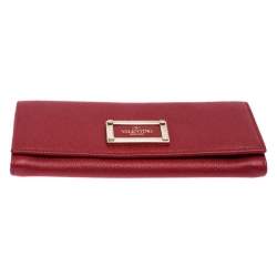 Pre Owned Valentino Red Leather Continental Wallet