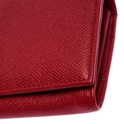 Pre Owned Valentino Red Leather Continental Wallet