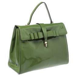 Pre Owned Valentino Green Patent Leather Top Handle Bag