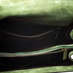 Pre Owned Valentino Green Patent Leather Top Handle Bag