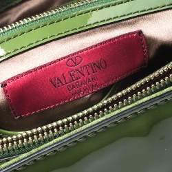 Pre Owned Valentino Green Patent Leather Top Handle Bag