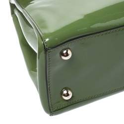 Pre Owned Valentino Green Patent Leather Top Handle Bag