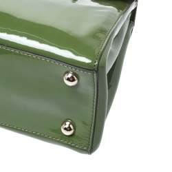 Pre Owned Valentino Green Patent Leather Top Handle Bag