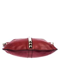 Pre Owned Valentino Red Leather Rockstud Chain Hobo