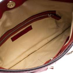 Pre Owned Valentino Red Leather Rockstud Chain Hobo