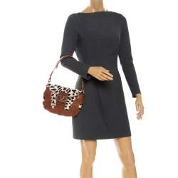 Pre Owned Valentino Brown Pony Hair and Leather Small Vintage Baguette