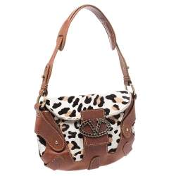 Pre Owned Valentino Brown Pony Hair and Leather Small Vintage Baguette