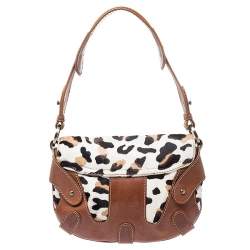 Pre Owned Valentino Brown Pony Hair and Leather Small Vintage Baguette