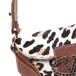 Pre Owned Valentino Brown Pony Hair and Leather Small Vintage Baguette