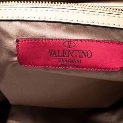 Pre Owned Valentino Beige Leather Rockstud Tote