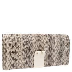Pre Owned Valentino Brown Python Rockstud Clutch