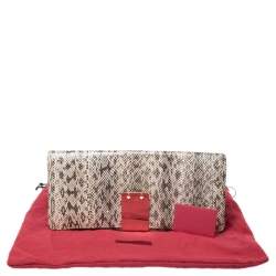 Pre Owned Valentino Brown Python Rockstud Clutch