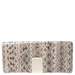 Pre Owned Valentino Brown Python Rockstud Clutch
