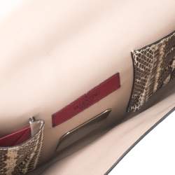 Pre Owned Valentino Brown Python Rockstud Clutch
