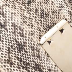 Pre Owned Valentino Brown Python Rockstud Clutch