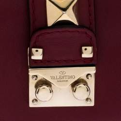 Pre Owned Valentino Maroon Leather Glam Lock Wallet