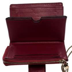 Pre Owned Valentino Maroon Leather Glam Lock Wallet