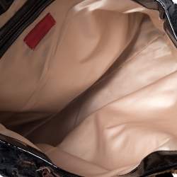 Pre Owned Valentino Beige/Black Silk and Patent Leather Organza Rosier Tote