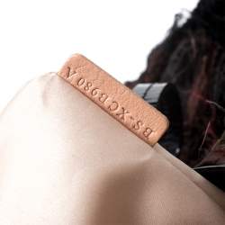 Pre Owned Valentino Beige/Black Silk and Patent Leather Organza Rosier Tote