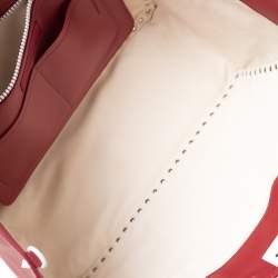 Pre Owned Valentino Red/White Leather Rockstud Tote