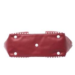 Pre Owned Valentino Red/White Leather Rockstud Tote