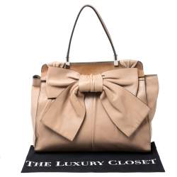Pre Owned Valentino Beige/Brown Leather Aphrodite Bow Bag