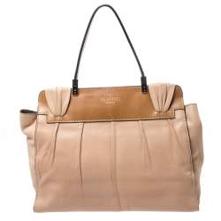 Pre Owned Valentino Beige/Brown Leather Aphrodite Bow Bag