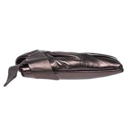 Pre Owned Valentino Metallic Leather Pleated Bow Clutch