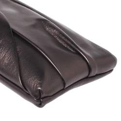 Pre Owned Valentino Metallic Leather Pleated Bow Clutch