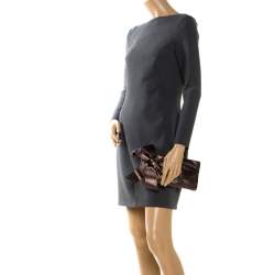 Pre Owned Valentino Metallic Leather Pleated Bow Clutch