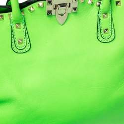 Pre Owned Valentino Neon Green Leather Rockstud Tote