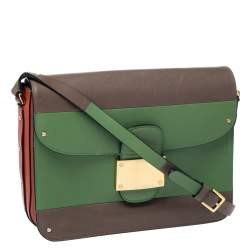 Pre Owned  Valentino Tri Color Leather Rivet Shoulder Bag 