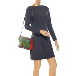 Pre Owned  Valentino Tri Color Leather Rivet Shoulder Bag 