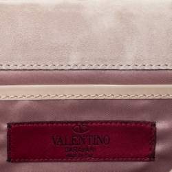 Pre Owned Valentino Beige Patent Leather Flap Shoulder Bag
