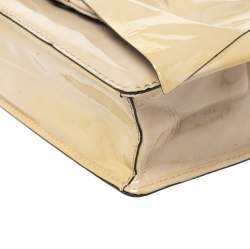 Pre Owned Valentino Beige Patent Leather Flap Shoulder Bag