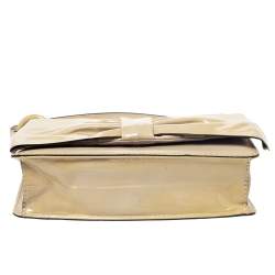 Pre Owned Valentino Beige Patent Leather Flap Shoulder Bag