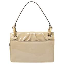 Pre Owned Valentino Beige Patent Leather Flap Shoulder Bag