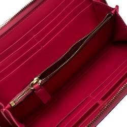 Pre Owned Valentino Hot Pink Leather Rockstud Zip Around Wallet