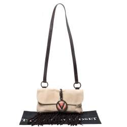 Pre Owned Valentino Beige Suede Fringe Shoulder Bag