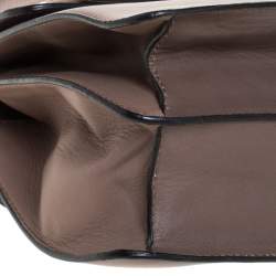 Pre Owned Valentino Dark Beige Leather Bow Top Handle Bag