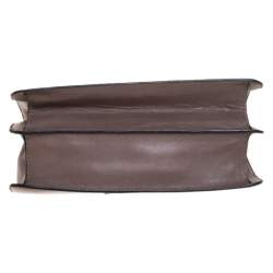 Pre Owned Valentino Dark Beige Leather Bow Top Handle Bag