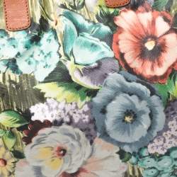 Pre Owned Valentino Multicolor Floral Print Canvas Frame Satchel