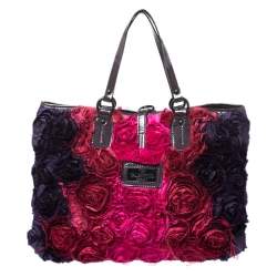Pre Owned Valentino Multicolor Satin and Patent Leather Petale Rose Tote