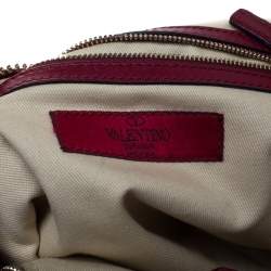 Pre Owned Valentino Red Lace Effect and Leather Bow Dome Satchel